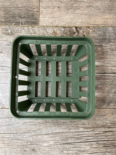 6" square green plastic vanda basket