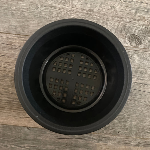 top view 7" black textured bulb pan