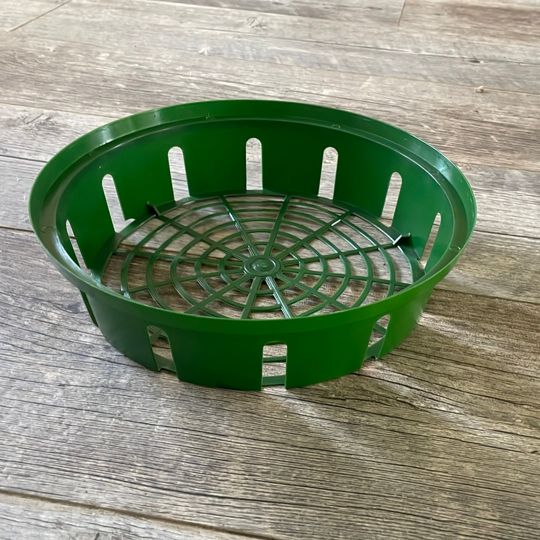 10" round green plastic net basket