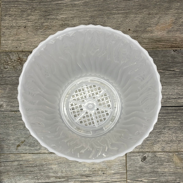 7" textured clear round textured orchid pot, with saucer