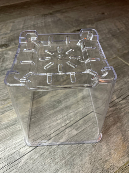 5” glass like clear square footed pot *NEW*