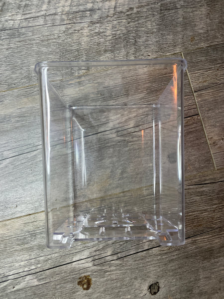 6” glass like clear square footed pot *NEW*