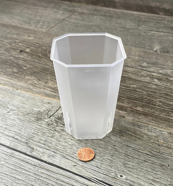2.75" bevel sided tall square clear seedling pot