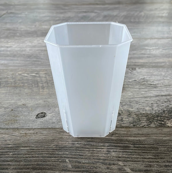 3.5" bevel sided tall square clear pot