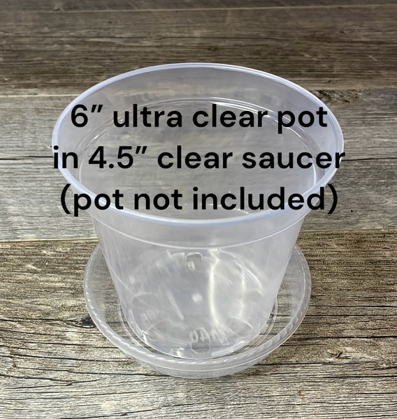 4.5” clear plastic pot saucer