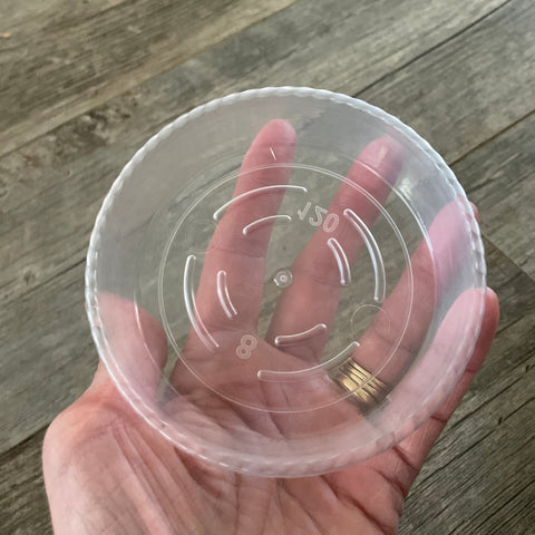 3.75” clear plastic pot saucer