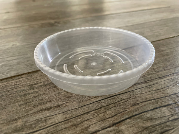3.75” clear plastic pot saucer