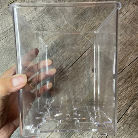 6” glass like clear square footed pot *NEW*