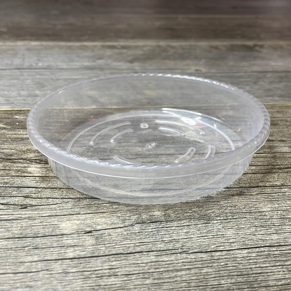 4.5” clear plastic pot saucer