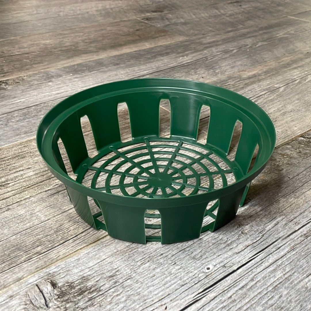 7" round green plastic net basket