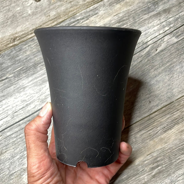 4" round black plastic flared succulent pot