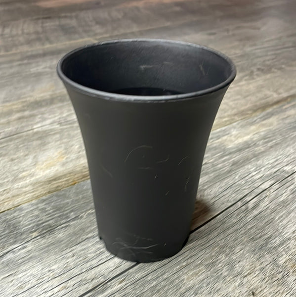 4" round black plastic flared succulent pot