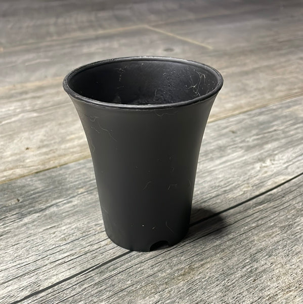3" round black plastic flared succulent pot