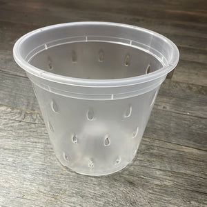 7" clear round orchid pot with holes *NEW*