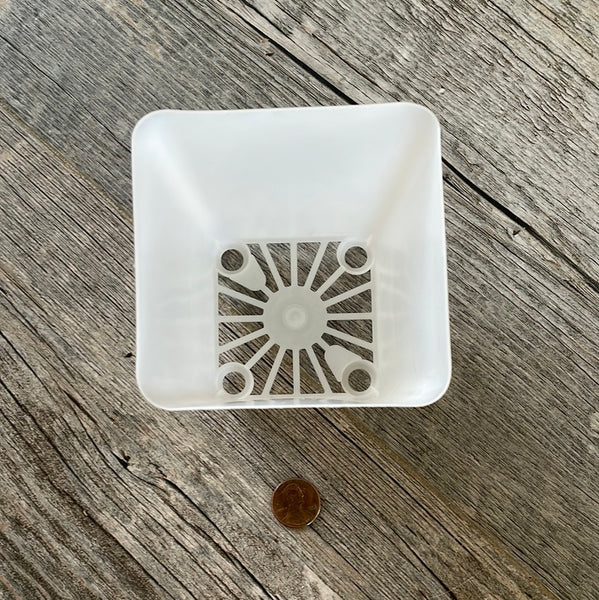 3.25” square clear orchid pot