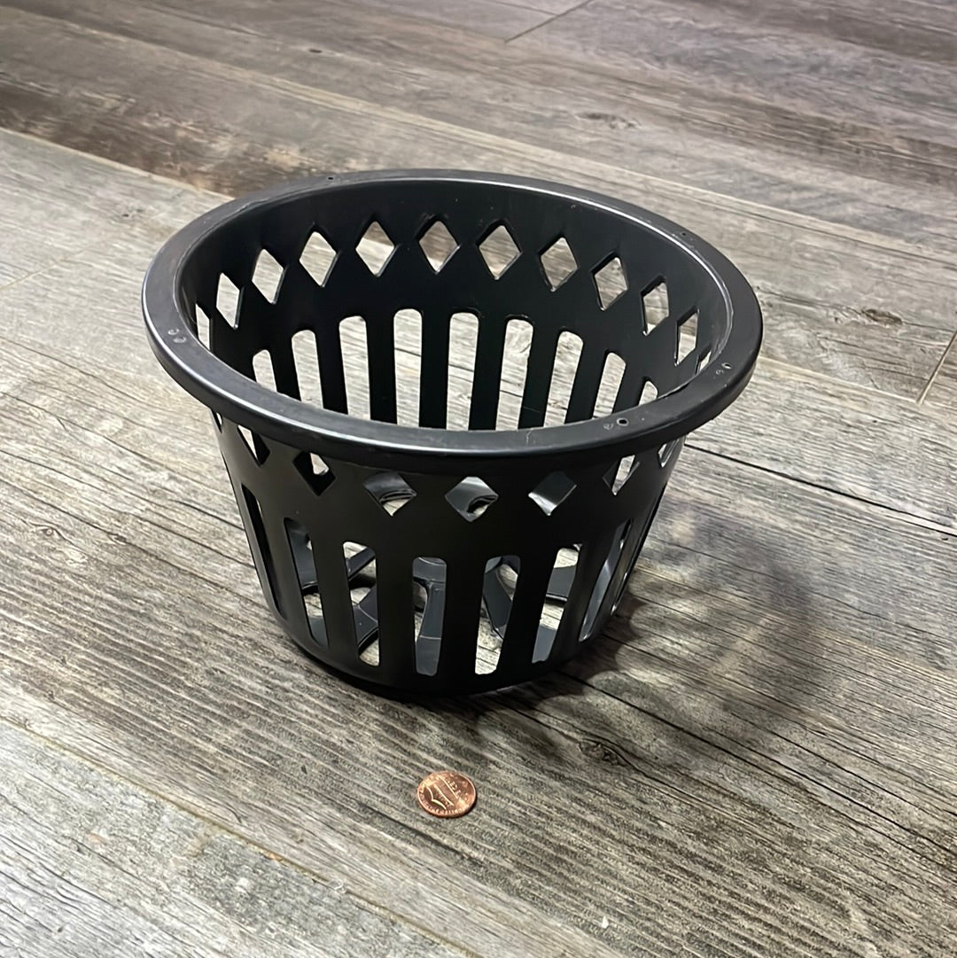 8" black plastic orchid basket