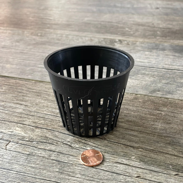 3" round black net cup - e-slotted