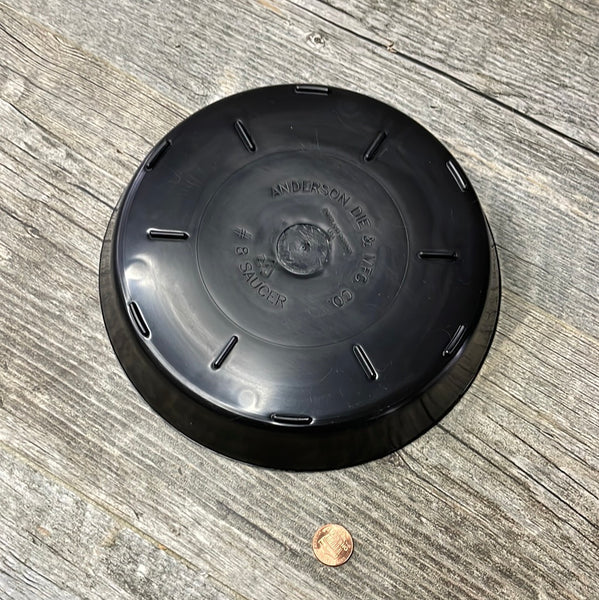 8” black plastic saucer