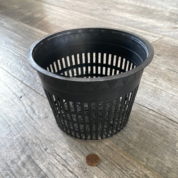 6" round black net cup