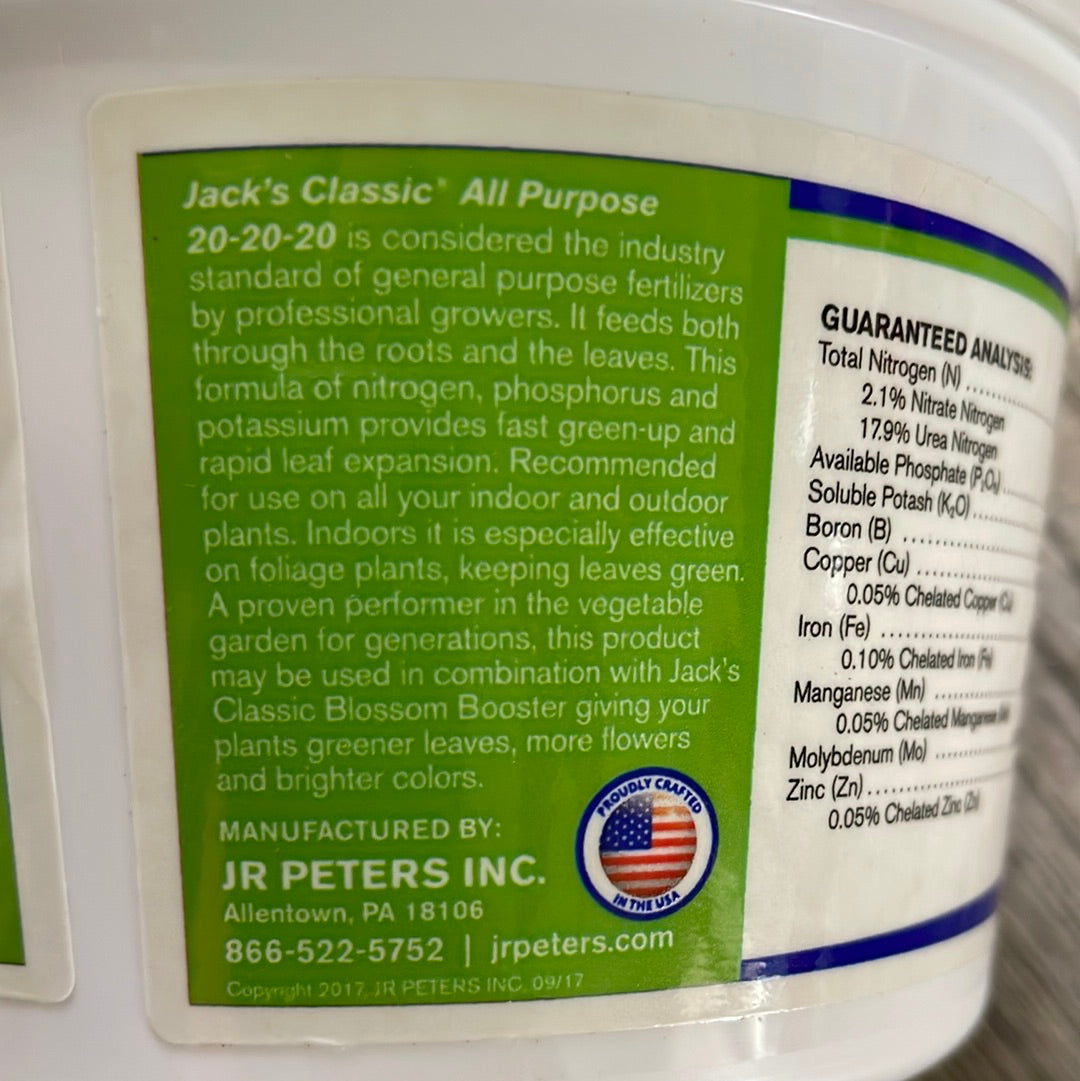 Jack's All Purpose 20-20-20 Plant Fertilizer – QuarterAcreOrchids