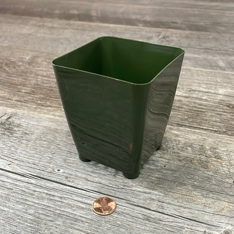 3.25” square green orchid pot