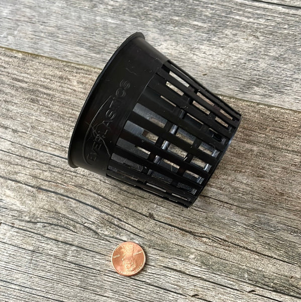 3" round black net cup - e-slotted