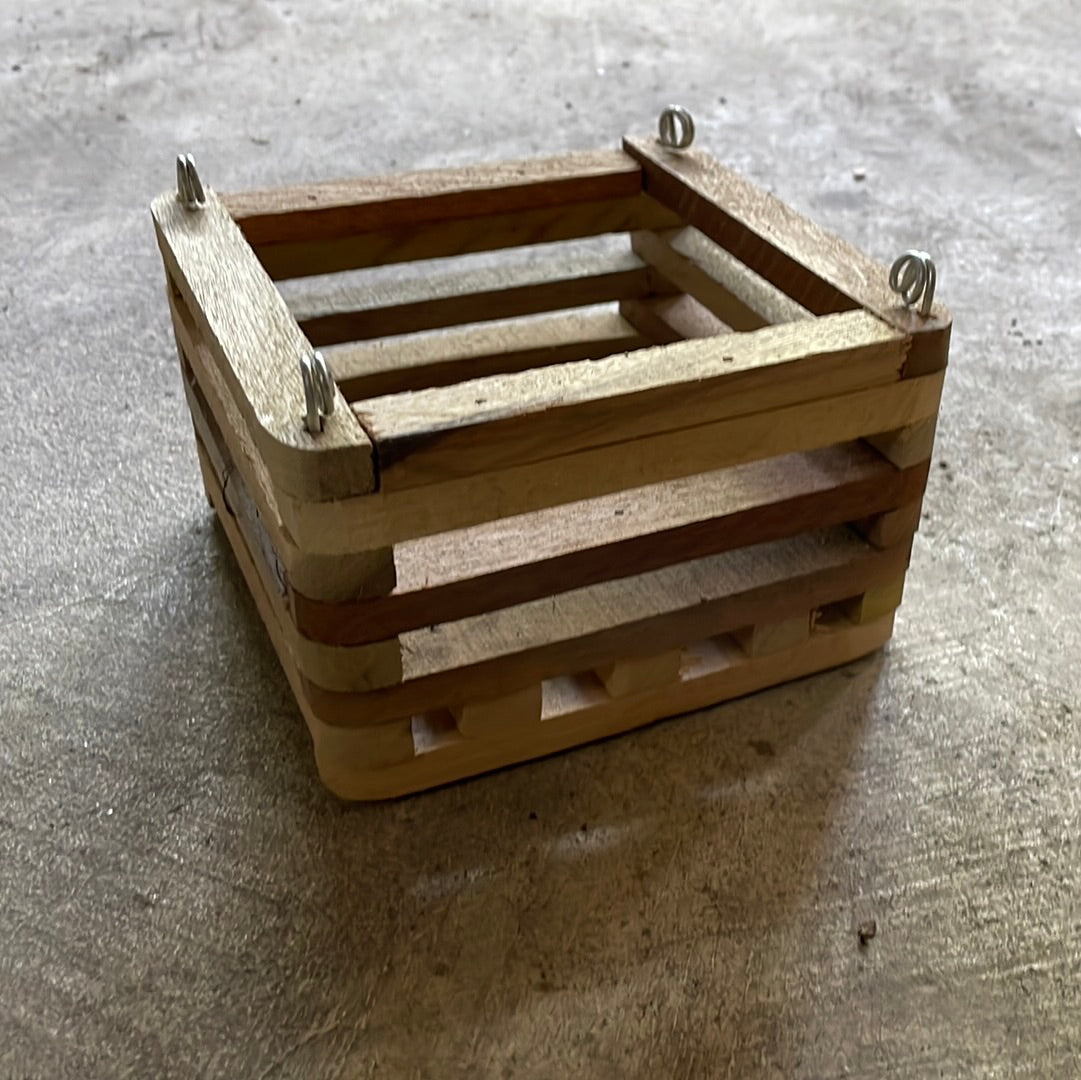 6 inch square wooden slatted vanda basket