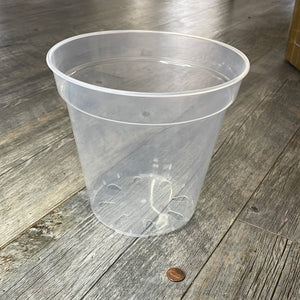 eight inch crystal clear round orchid pot